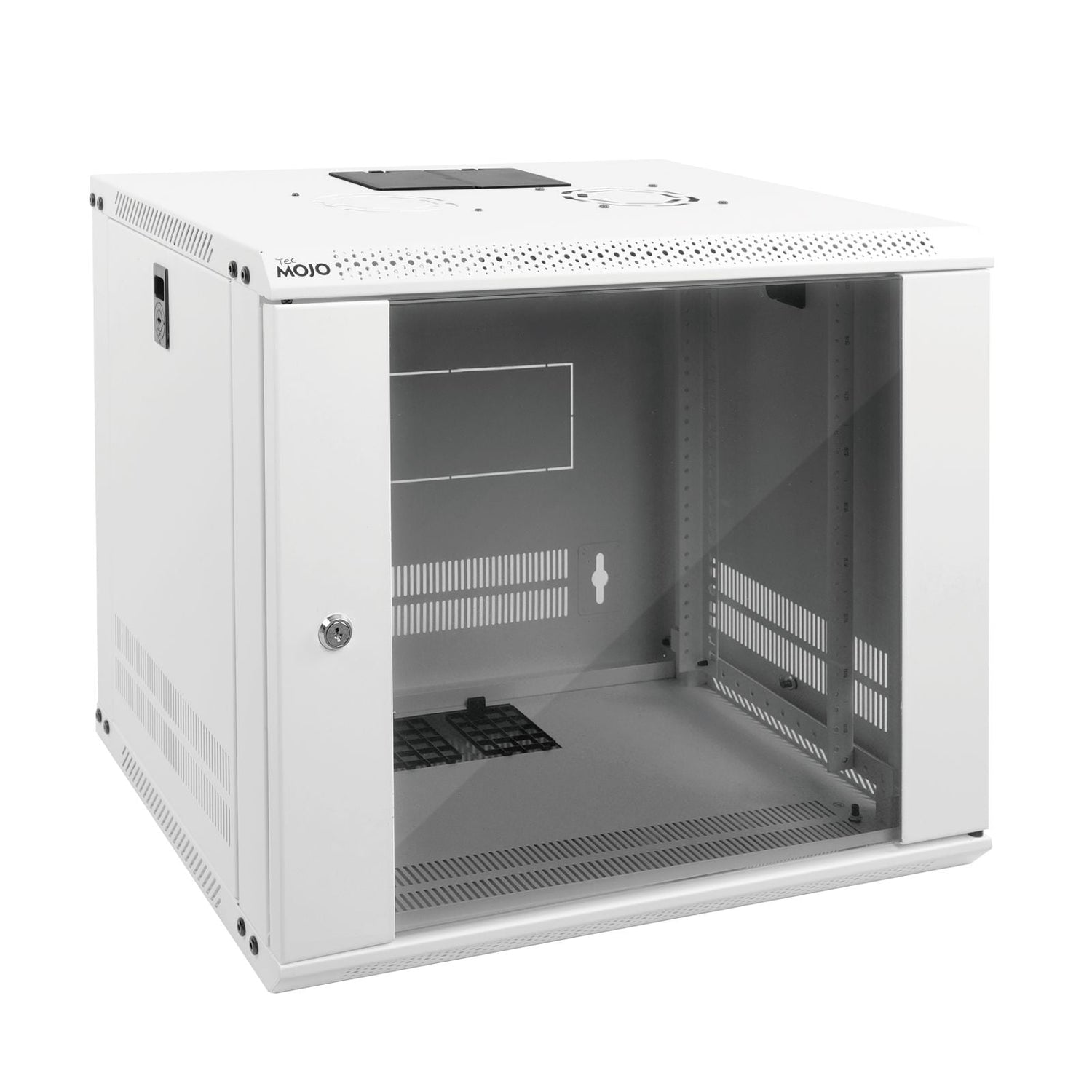 Tecmojo 9U 450mm Depth White Glass Door Standard Wall Mount Cabinet(Flat Pack)