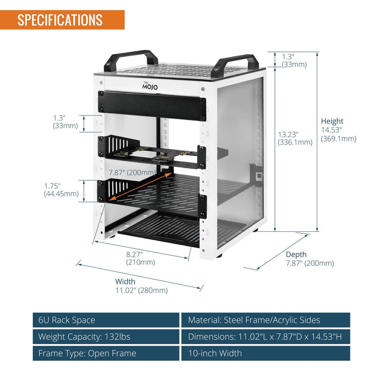 Tecmojo 6U Network Rack Mini Server Rack with 2 Side Translucent Panels