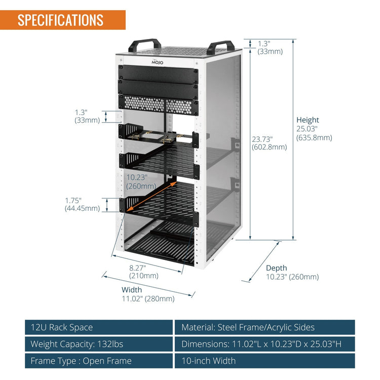 Tecmojo 12U Network Rack Mini Server Rack with 2 Side Translucent Panels