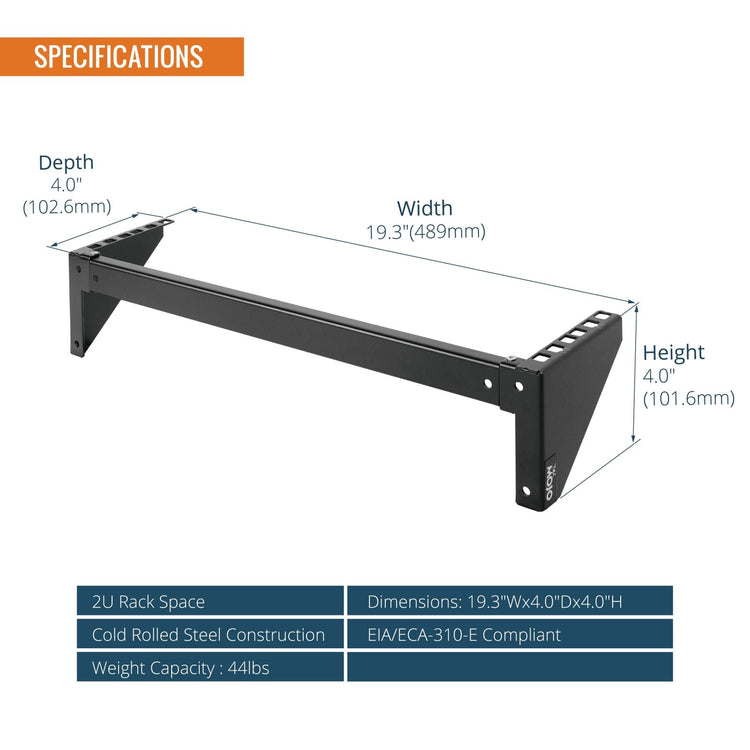 Tecmojo 2U Foldable 19 inch Vertical Wall Mount Rack for Server and Network Equipment