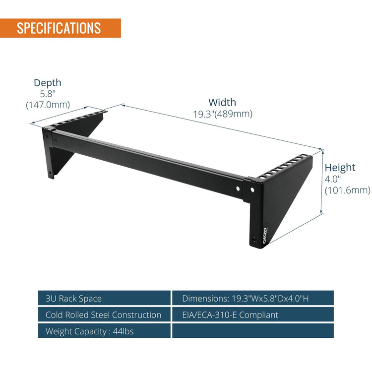 Tecmojo 3U Foldable 19 inch Vertical Wall Mount Rack for Server and Network Equipment