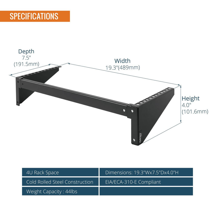 Tecmojo 4U Foldable 19 inch Vertical Wall Mount Rack for Server and Network Equipment