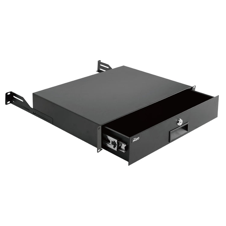Tecmojo 2RU Rack Drawer, Sliding and Lockable Rack Mount Drawer for 19 inches Network Equipment/Server/AV Rack or Cabinets Enclosure, Load-Bearing 10kg, with Cable Management Holes, Black