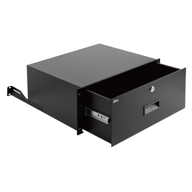 Tecmojo 4RU Sliding and Lockable Rack Mount Drawer for 19 inches Network Equipment/Server/AV Rack or Cabinets Enclosure, Load-Bearing 10kg, with Cable Management Holes, Black