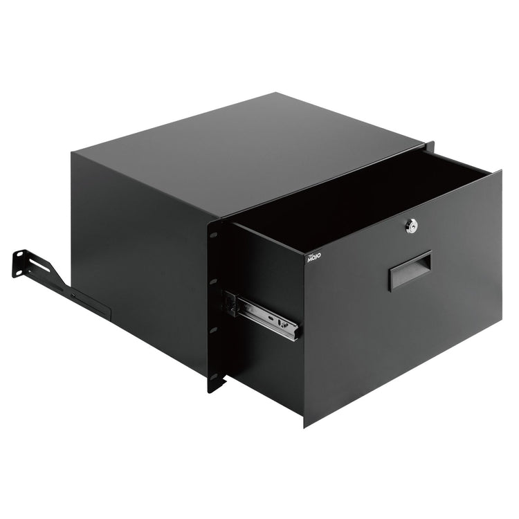 Tecmojo 6RU Rack Drawer, Sliding and Lockable Rack Mount Drawer for 19 inches Network Equipment/Server/AV Rack or Cabinets Enclosure, Load-Bearing 10kg, with Cable Management Holes, Black