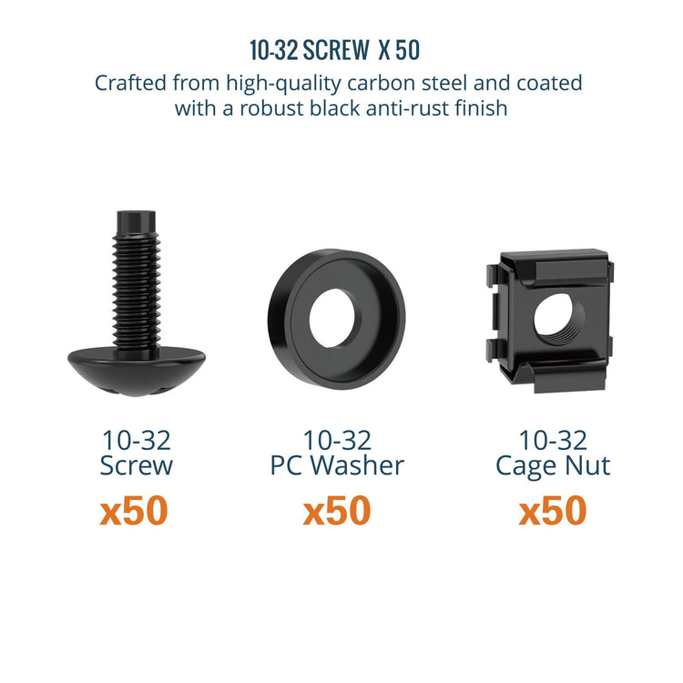 Tecmojo 10/32 Rack Mount Screws 50 Pack - 10/32 Steel, Pan Head, Phillips Type Pilot Point Screws, Made to Use with Network Racks, Enclosures and Cabinets