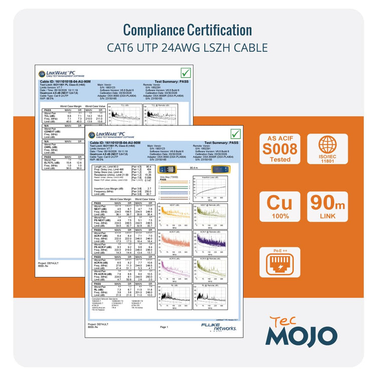 Tecmojo CAT6 100m Bulk Ethernet Cable | 24AWG Solid Bare Copper | LSZH Gigabit Network