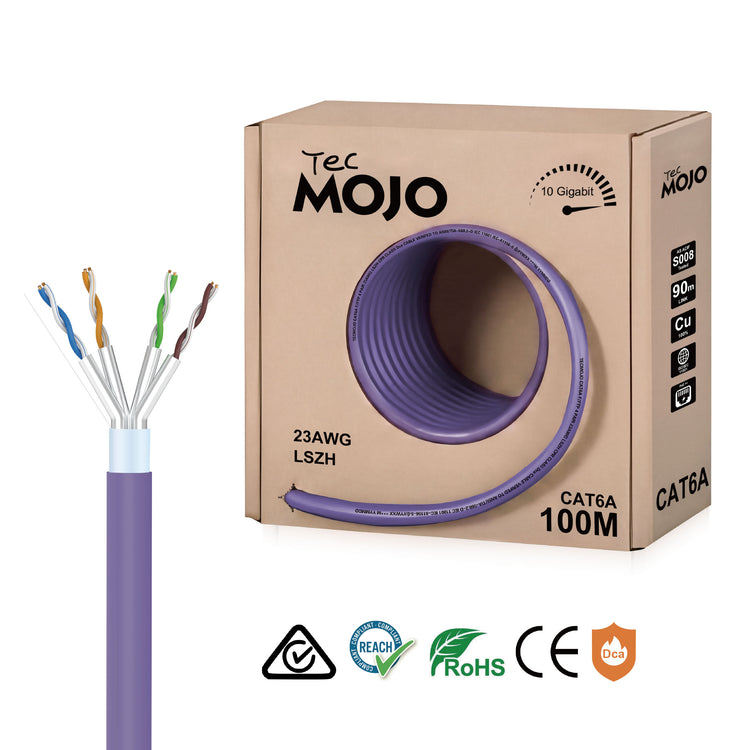 Tecmojo Cat6A F/FTP Shielded Cable 100m | Double Foil Shield Ethernet Cable