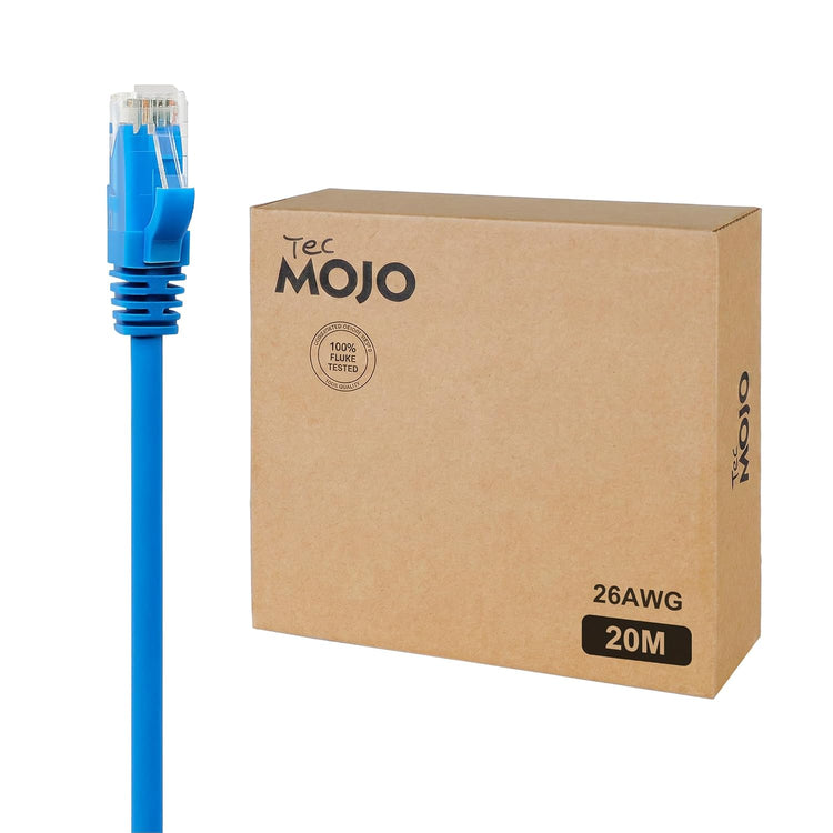 Tecmojo Ethernet Cable 20M, CAT 6 Ethernet Cable 1 Pack LAN Gigabit, RJ45 Pure Copper Core 1000Mbps for 250Mhz/s Cord, Network Patch Cord for Router Modem Patch Panel Faster Than Cat 5e/Cat 5, Blue