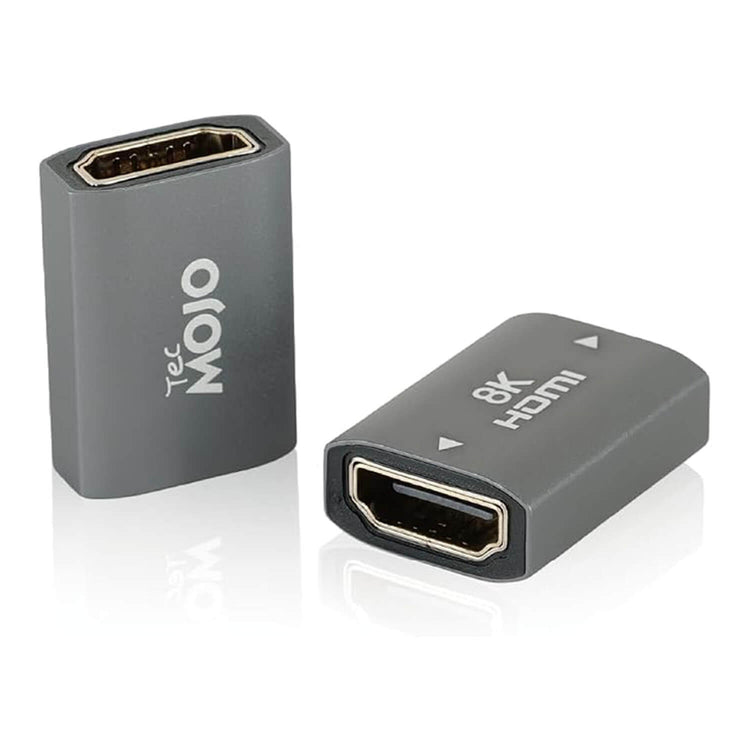 Tecmojo 8K HDMI Coupler, HDMI 2.1 Female to Female Connector Extender Gold-Plated High-Speed, Support 8K@60Hz / 4K@120Hz for Laptop, PC, Monitor, Projector, Roku TV, 2 Pack, Grey