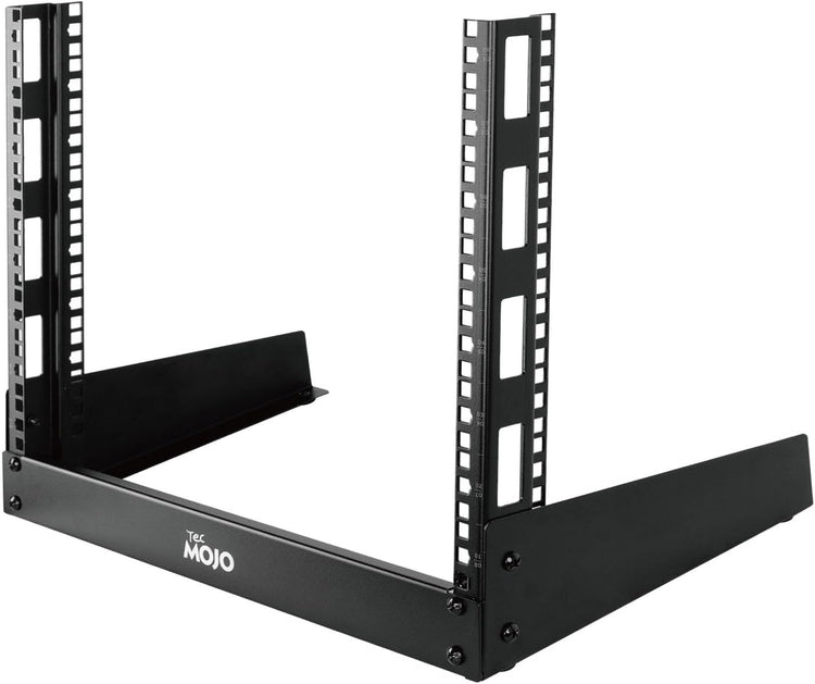 Tecmojo 8RU 19 inches Desktop Open Frame Rack, 2 Post Network Rack with Square Holes, Compact Switch Depth for Patch Panel/AV/Computer Equipment