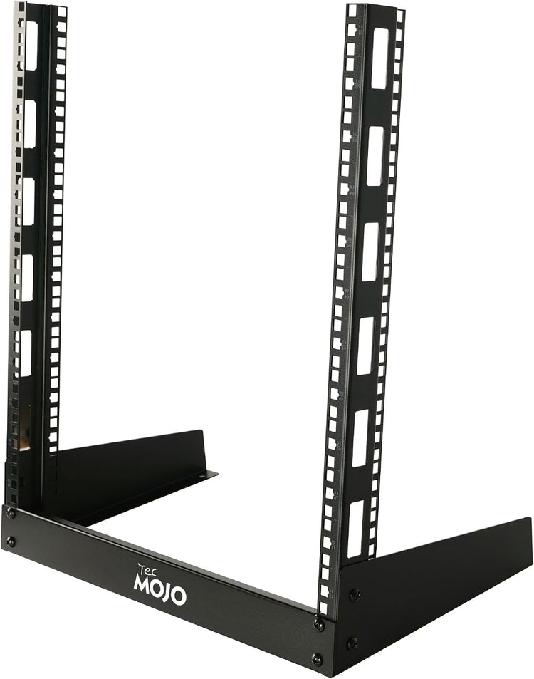 Tecmojo 12RU 19 inches Desktop Open Frame Rack, 2 Post Network Rack with Square Holes, Compact Switch Depth for Patch Panel/AV/Computer Equipment