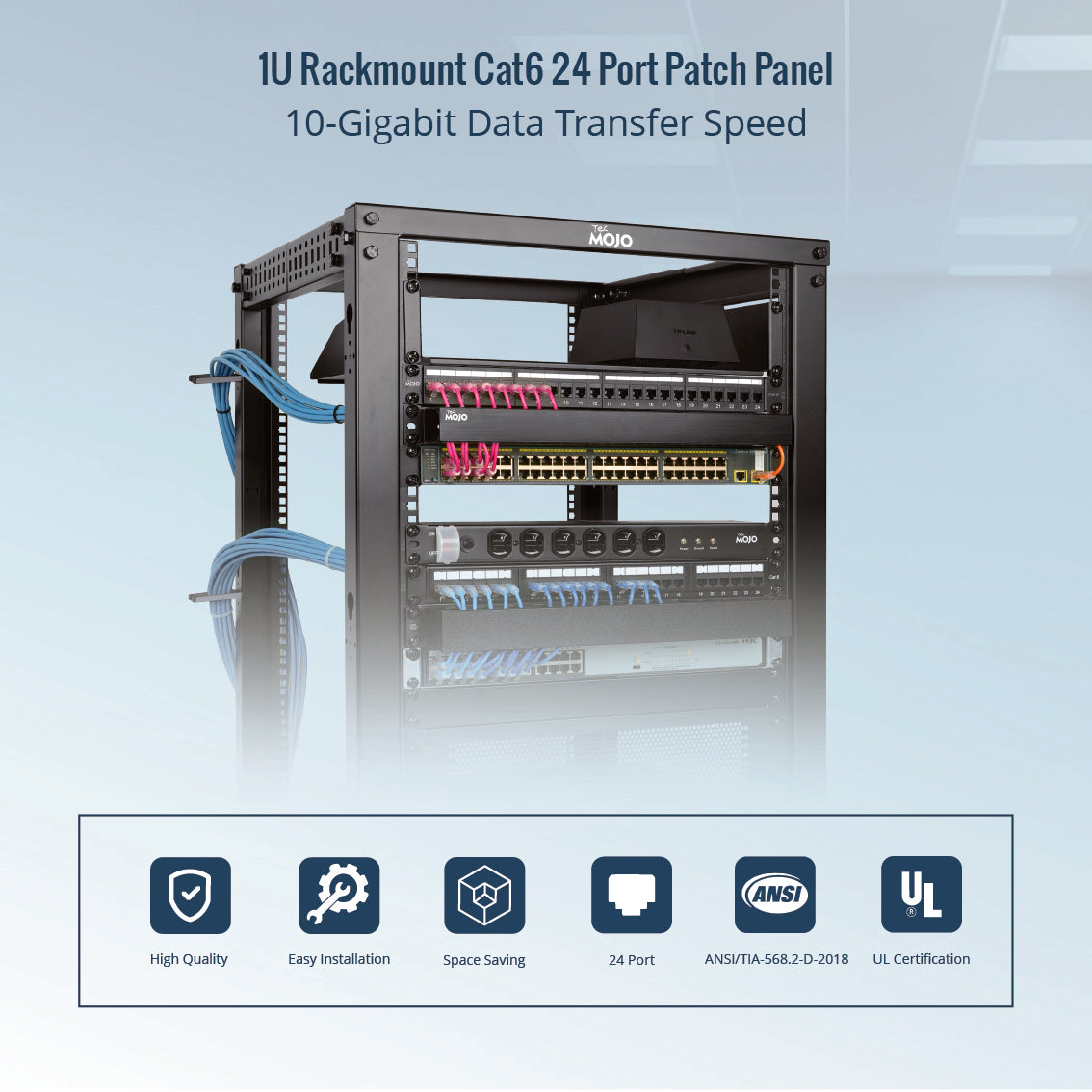 cat6 patch panel 10-gigabit data transfer speed