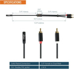 Tecmojo 2 Pack Audio Y Cable 3.5mm Female to 2 RCA Splitter Male Audio Y Cable, Gold Plated Adapter for TV, Smartphones, Record Player, MP3, Tablets, Speakers, Home Theater