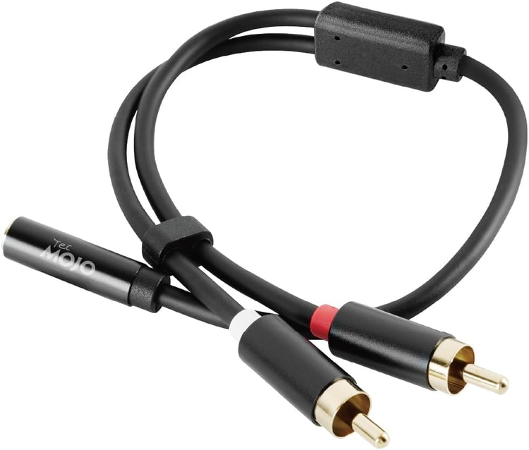 Tecmojo 2 Pack Audio Y Cable 3.5mm Female to 2 RCA Splitter Male Audio Y Cable, Gold Plated Adapter for TV, Smartphones, Record Player, MP3, Tablets, Speakers, Home Theater