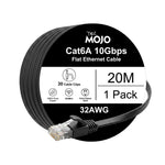 Tecmojo Flat Cat6A 0.25m Ethernet Cable 6 Pack 10Gbps High Speed Patch Cord 32AWG Pure Copper Core PVC RJ45 Network Cable for Laptop Router Modem Patch Panel Faster Than Cat6 Cat5e and Cat5, White
