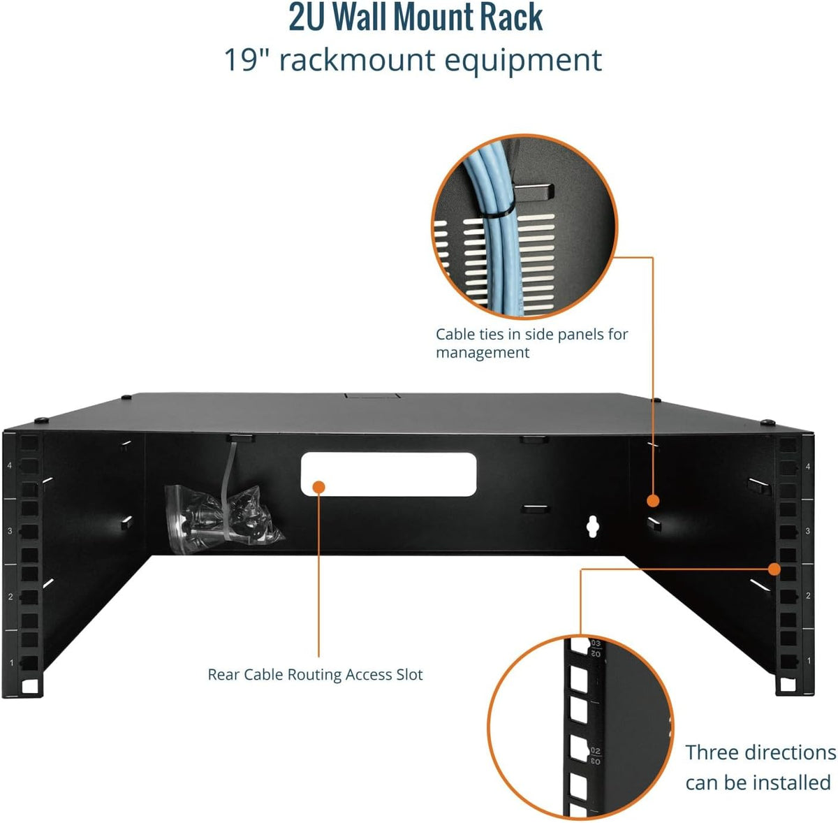 Tecmojo Server Rack 4U Wall Mount Open Frame Rack 300mm Deep 19'' Width with Top Cover for Shallow Server, Network Switches, IT Equipment