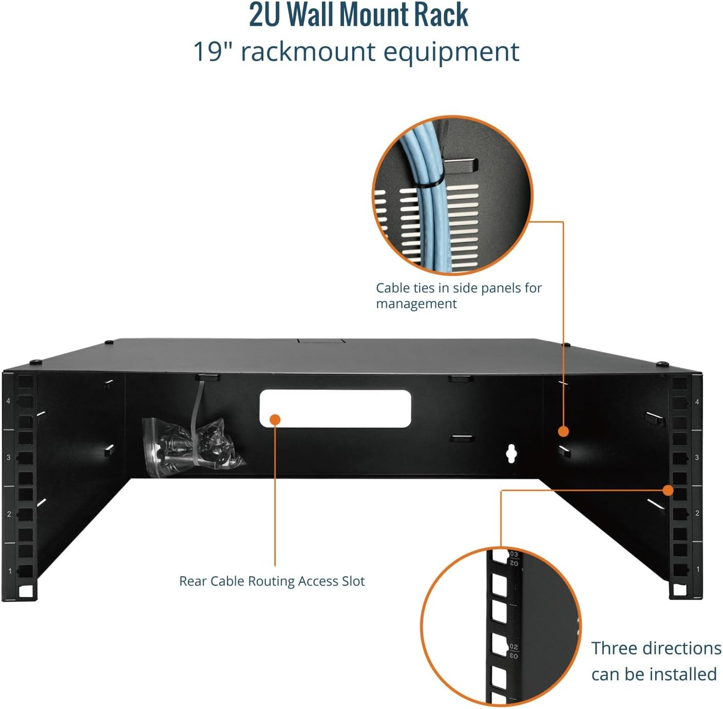 Tecmojo Server Rack 4U Wall Mount Open Frame Rack 300mm Deep 19'' Width with Top Cover for Shallow Server, Network Switches, IT Equipment