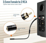 Tecmojo 2 Pack Audio Y Cable 3.5mm Female to 2 RCA Splitter Male Audio Y Cable, Gold Plated Adapter for TV, Smartphones, Record Player, MP3, Tablets, Speakers, Home Theater
