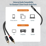 Tecmojo 2 Pack Audio Y Cable 3.5mm Female to 2 RCA Splitter Male Audio Y Cable, Gold Plated Adapter for TV, Smartphones, Record Player, MP3, Tablets, Speakers, Home Theater