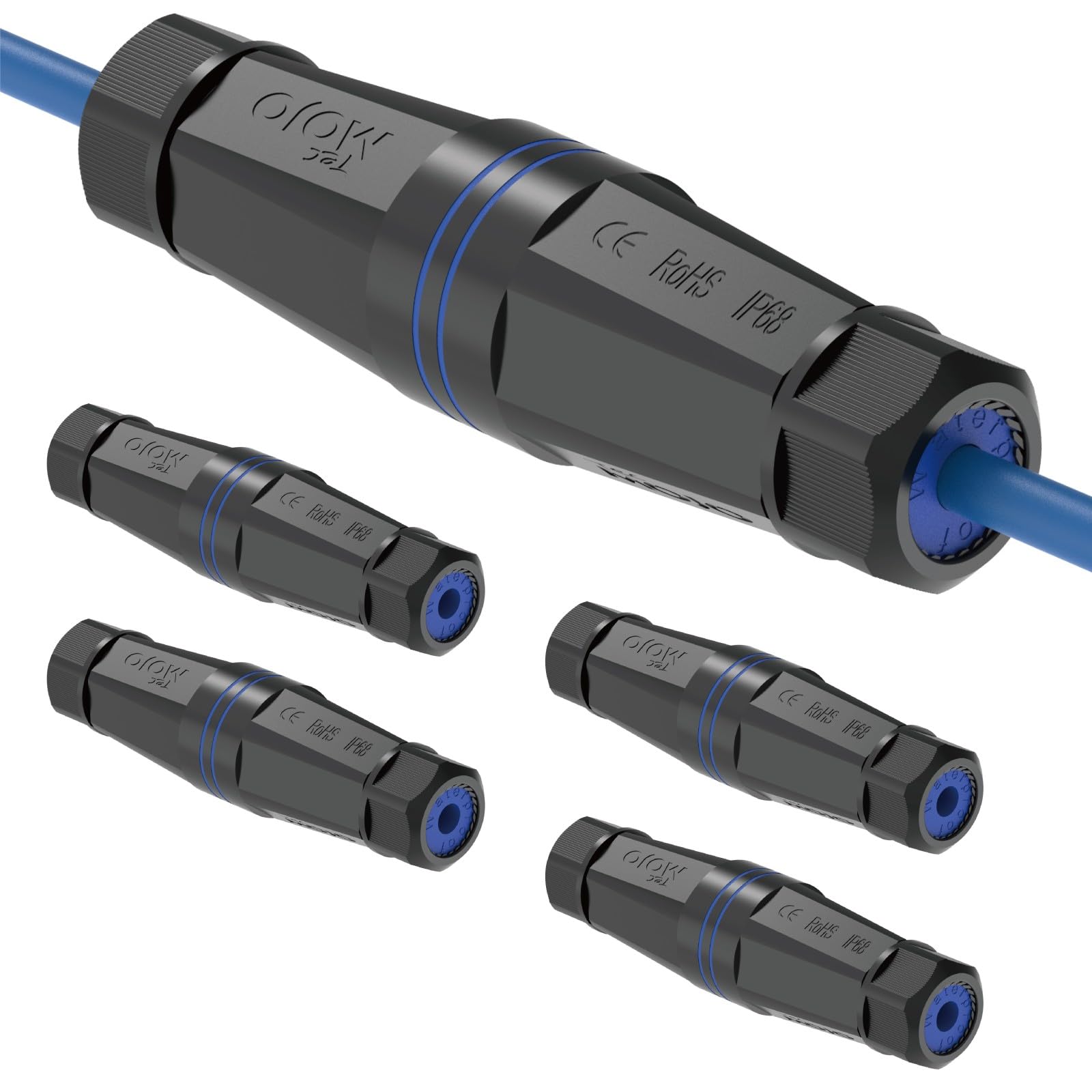 Tecmojo 5 Pack Blank Waterproof Connector, IP68 132mm Length Empty Waterproof Coupler Outdoor Cable Extender for Outdoor Ethernet LAN Cable