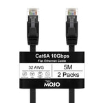 Tecmojo Flat Cat6A 0.25m Ethernet Cable 6 Pack 10Gbps High Speed Patch Cord 32AWG Pure Copper Core PVC RJ45 Network Cable for Laptop Router Modem Patch Panel Faster Than Cat6 Cat5e and Cat5, White