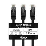 Tecmojo Flat Cat6A 0.25m Ethernet Cable 6 Pack 10Gbps High Speed Patch Cord 32AWG Pure Copper Core PVC RJ45 Network Cable for Laptop Router Modem Patch Panel Faster Than Cat6 Cat5e and Cat5, White