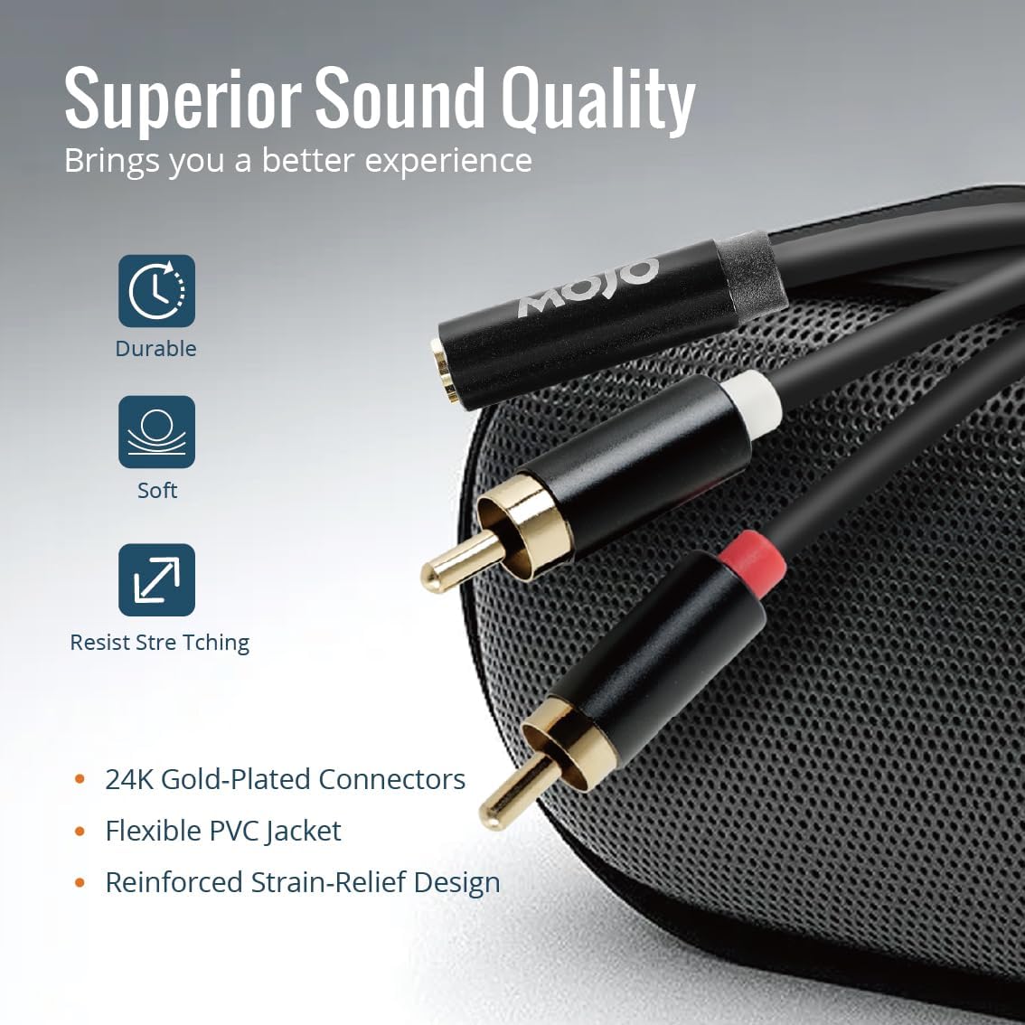 Tecmojo 2 Pack Audio Y Cable 3.5mm Female to 2 RCA Splitter Male Audio Y Cable, Gold Plated Adapter for TV, Smartphones, Record Player, MP3, Tablets, Speakers, Home Theater