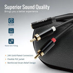 Tecmojo 2 Pack Audio Y Cable 3.5mm Female to 2 RCA Splitter Male Audio Y Cable, Gold Plated Adapter for TV, Smartphones, Record Player, MP3, Tablets, Speakers, Home Theater