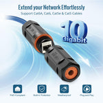 Tecmojo 6 Pack Waterproof Cat 6 RJ45 Connector, IP68 120mm Length Cat 6/Cat 5E/Cat 5 Shielded Waterproof RJ45 Coupler Outdoor Cable Extender for Outdoor Ethernet LAN Cable