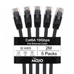 Tecmojo Flat Cat6A 0.25m Ethernet Cable 6 Pack 10Gbps High Speed Patch Cord 32AWG Pure Copper Core PVC RJ45 Network Cable for Laptop Router Modem Patch Panel Faster Than Cat6 Cat5e and Cat5, White