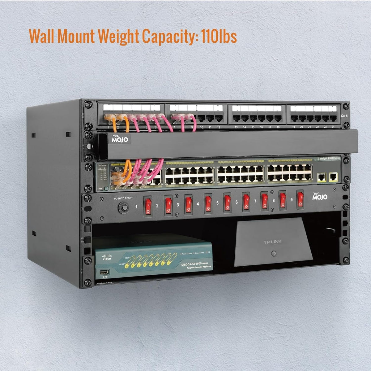 Tecmojo Server Rack 4U Wall Mount Open Frame Rack 300mm Deep 19'' Width with Top Cover for Shallow Server, Network Switches, IT Equipment