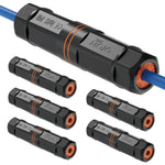 Tecmojo 6 Pack Waterproof Cat 6 RJ45 Connector, IP68 120mm Length Cat 6/Cat 5E/Cat 5 Shielded Waterproof RJ45 Coupler Outdoor Cable Extender for Outdoor Ethernet LAN Cable