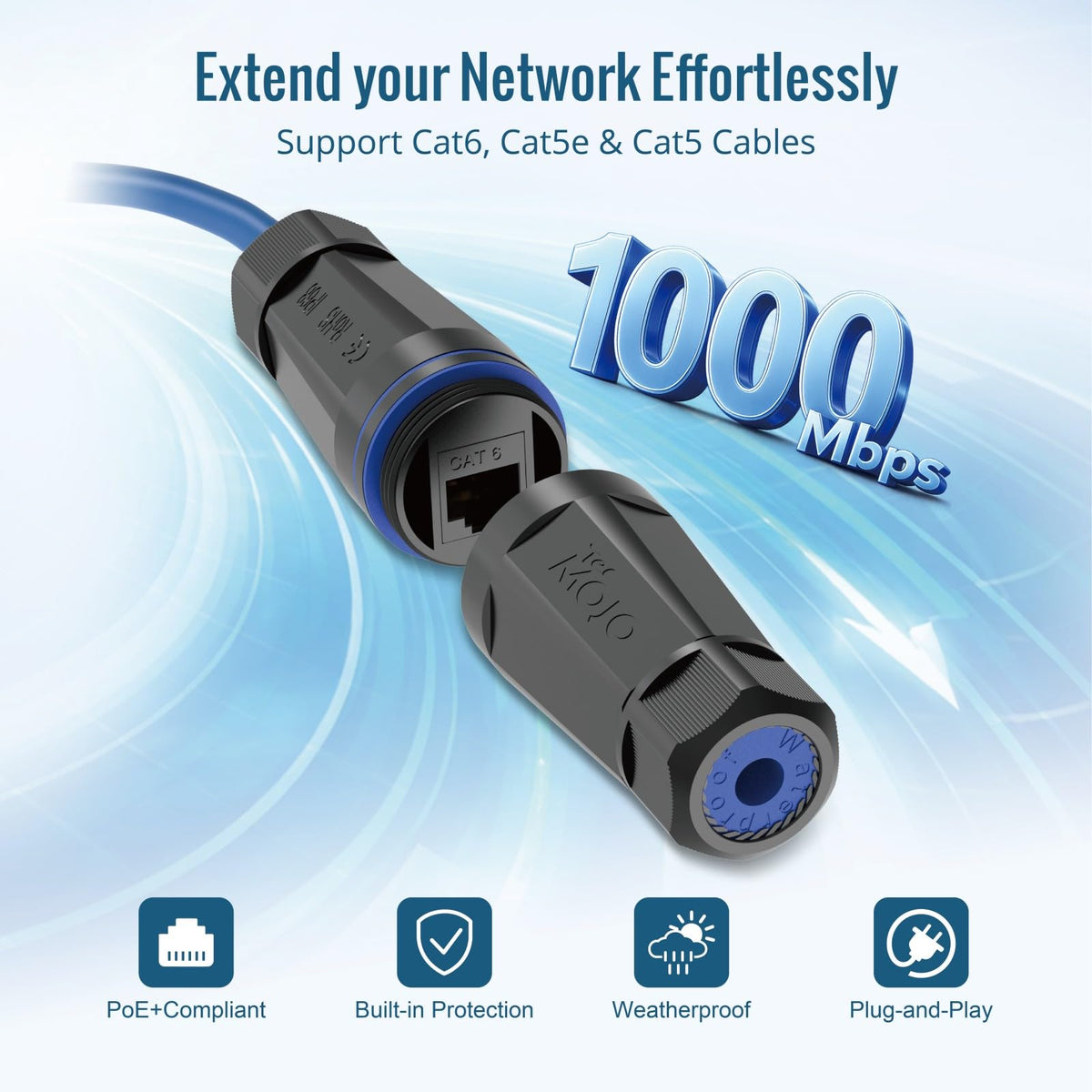 Tecmojo 5 Pack Blank Waterproof Connector, IP68 132mm Length Empty Waterproof Coupler Outdoor Cable Extender for Outdoor Ethernet LAN Cable