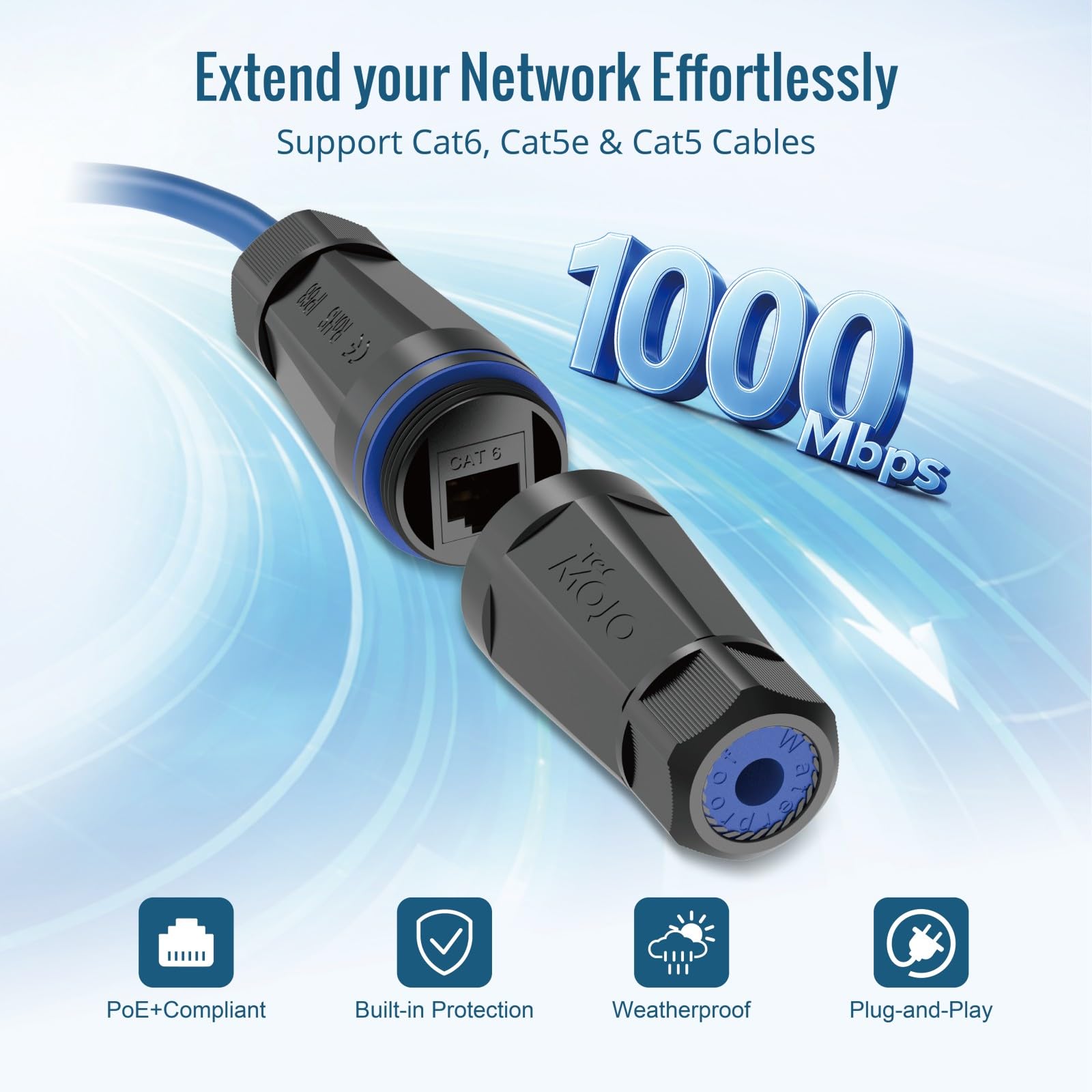 Tecmojo 5 Pack Blank Waterproof Connector, IP68 132mm Length Empty Waterproof Coupler Outdoor Cable Extender for Outdoor Ethernet LAN Cable