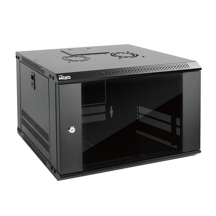 Tecmojo 6U 450mm Depth Black Glass Door Standard Wall Mount Cabinet(Flat Pack)