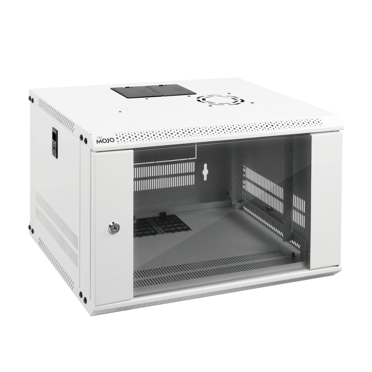 Tecmojo 6U 450mm Depth White Glass Door Standard Wall Mount Cabinet(Flat Pack)White background picture