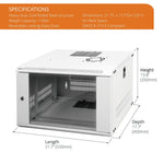 Tecmojo 6U 450mm Depth White Glass Door Standard Wall Mount Cabinet(Flat Pack)Specifications