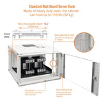 Tecmojo 6U 450mm Depth White Glass Door Standard Wall Mount Cabinet(Flat Pack)can hold up to 110 lbs (50 kg)