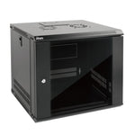 White background picture：Tecmojo 9U 450mm Depth Black Glass Door Standard Wall Mount Cabinet(Flat Pack)