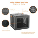 Designed for Cooling:Tecmojo 9U 450mm Depth Black Mesh Door Standard Wall Mount Cabinet(Flat Pack)
