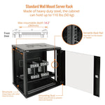 Made of heavy duty steel:Tecmojo 12U 450mm Depth Black Glass Door Standard Wall Mount Cabinet(Flat Pack)