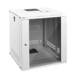 White background picture:Tecmojo 12U 450mm Depth White Glass Door Standard Wall Mount Cabinet(Flat Pack)