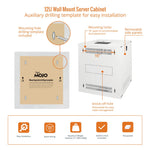 Auxiliary drilling template for easy installation:Tecmojo 12U 450mm Depth White Glass Door Standard Wall Mount Cabinet(Flat Pack)