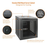Designed for Cooling:Tecmojo 12U 450mm Depth Black Mesh Door Standard Wall Mount Cabinet(Flat Pack)