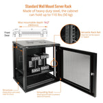 Made of heavy duty steel:Tecmojo 12U 450mm Depth Black Mesh Door Standard Wall Mount Cabinet(Flat Pack)