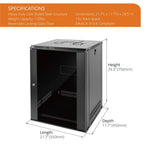 Specifications:Tecmojo 15U 450mm Depth Black Glass Door Standard Wall Mount Cabinet(Flat Pack)