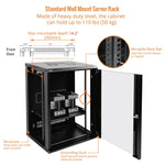 Made of heavy duty steel:Tecmojo 15U 450mm Depth Black Glass Door Standard Wall Mount Cabinet(Flat Pack)