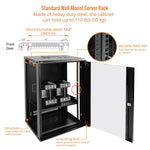 Made of heavy duty steel:Tecmojo 18U 450mm Depth Black Glass Door Standard Wall Mount Cabinet(Flat Pack)