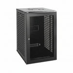 White background picture:Tecmojo 18U 450mm Depth Black Mesh Door Standard Wall Mount Cabinet(Flat Pack)